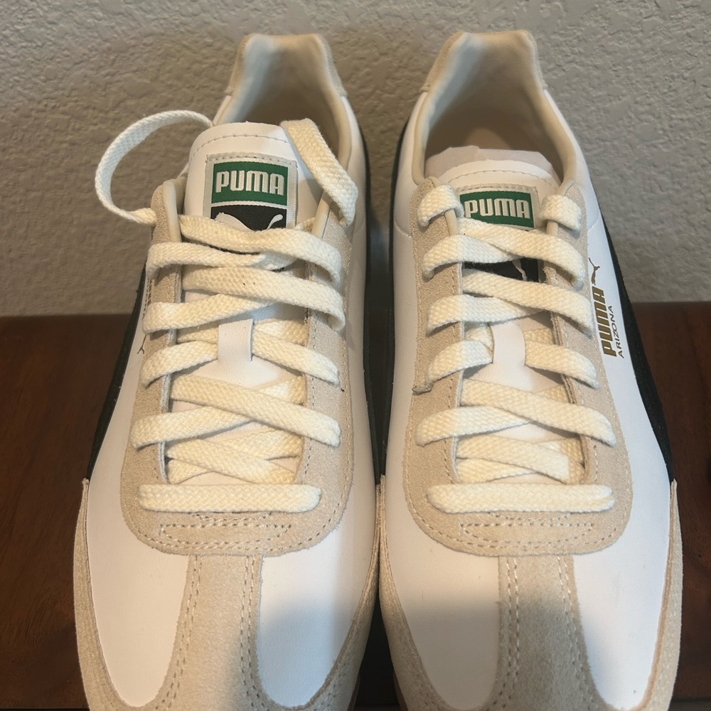 PUMA Arizona Retro Sneakers in White, Black, Beige- Size 10.5 Women - Picture 2 of 8